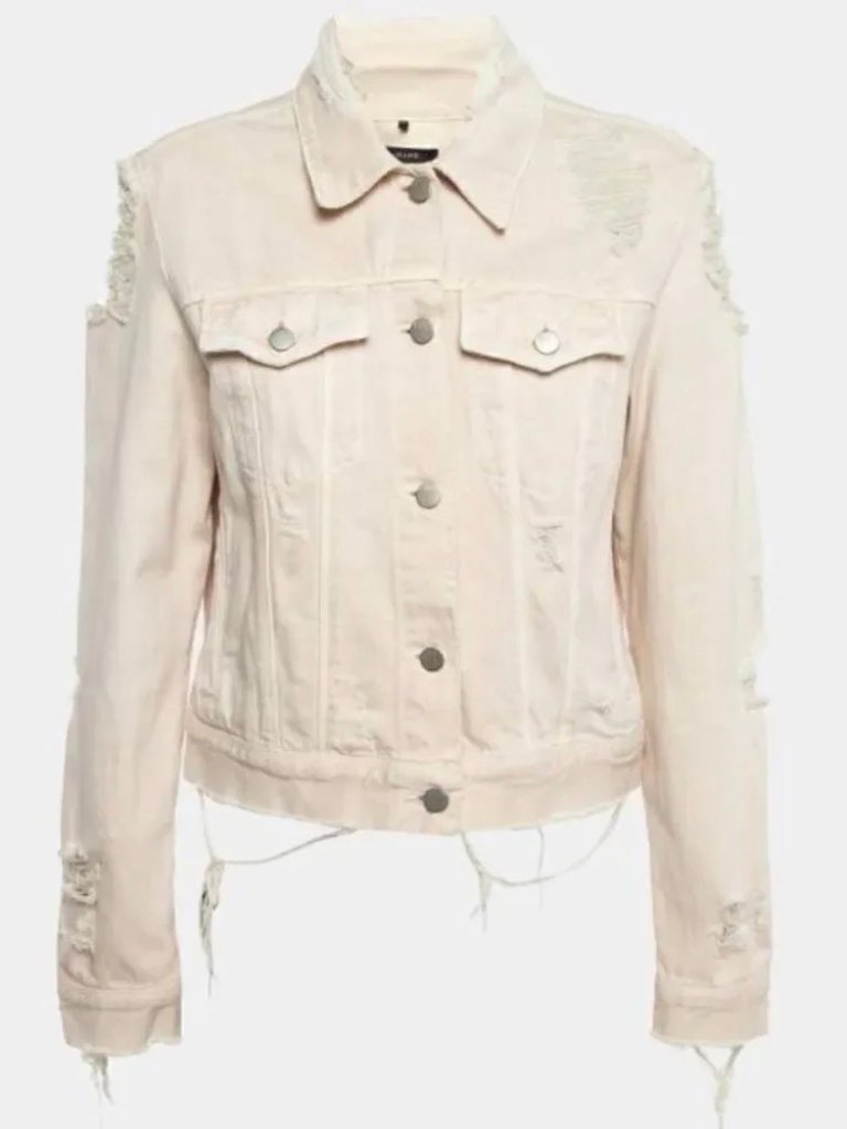 J Brand Distressed Jean Jacket Cream Nwot